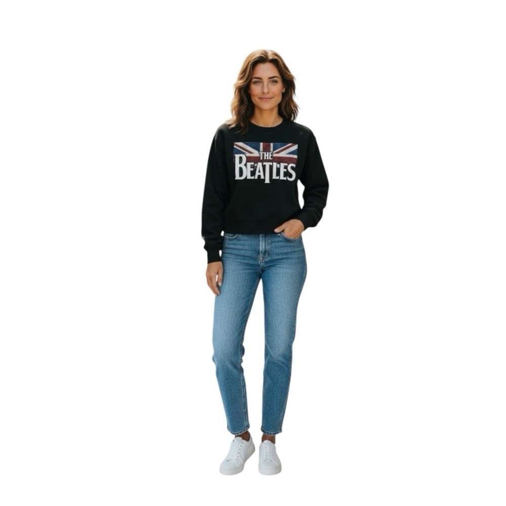Beatles Long Sleeves Crop Sweatshirt - Picture 10 of 14